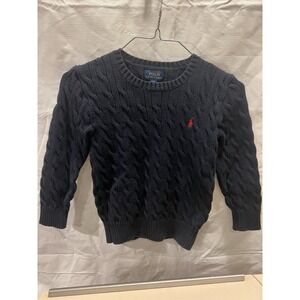 Polo Ralph Lauren Boys Navy Blue Cable Knit Pullover Sweater Size 7 Preppy🔥